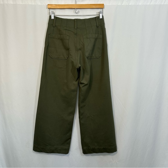 Anthropologie Maeve The Colette High Rise Wide Leg Ponte Pants in Olive Green - Picture 7 of 12